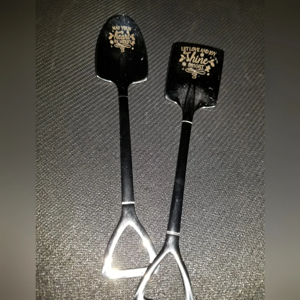 Set Of 2: Silver Shovel/spoon with Floral Accents & Motivational quotes.